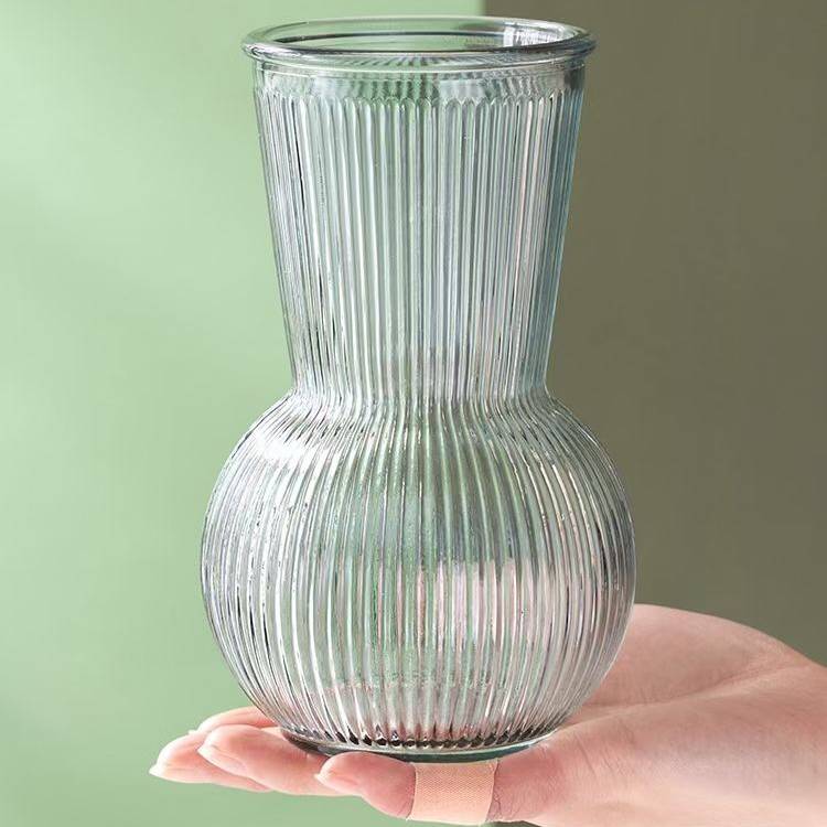 新款竖条纹19.5厘米玻璃花瓶90个包邮- 花易宝-好货源选大平台